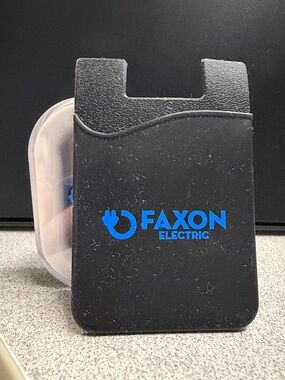 Electric Family Black Silicone Phone Card Holder with Blue Logo